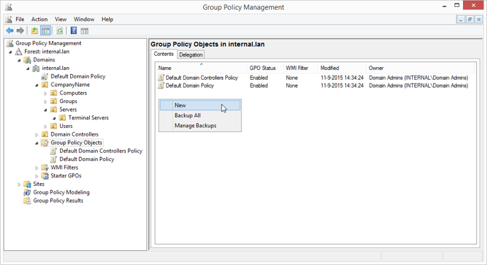 domein - group policy management